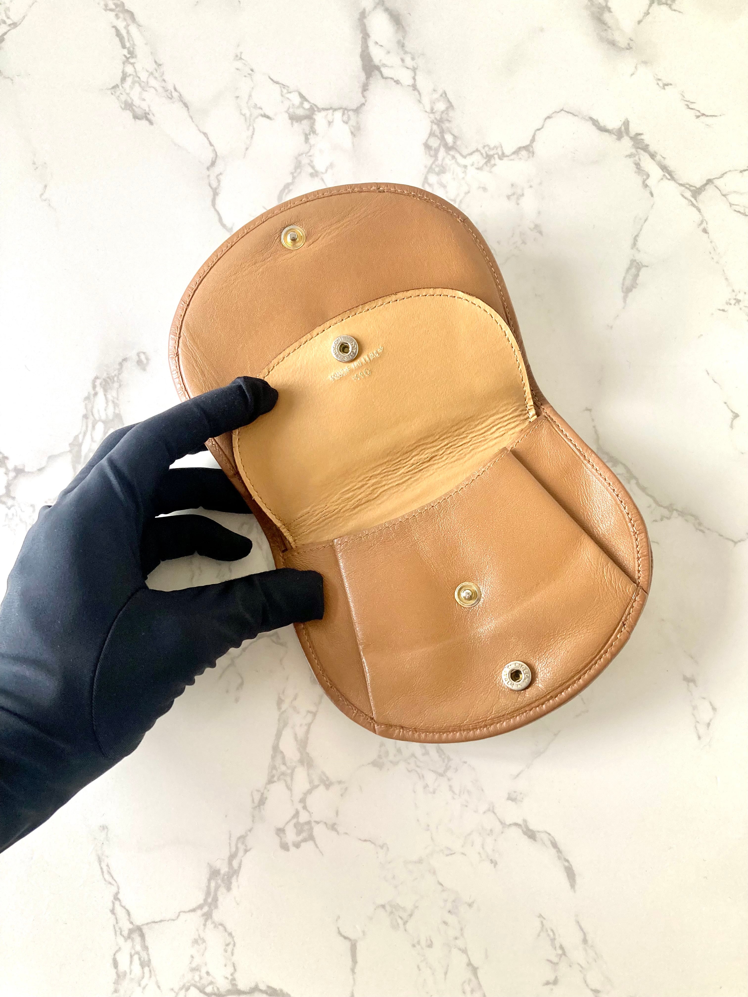 CELINE Rare Shell Shaped Brown Macadam Monogram Compact Wallet