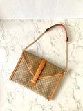 CELINE Beige Monogram Macadam Envelope Two-way Shoulder or Crossbody Bag / Clutch