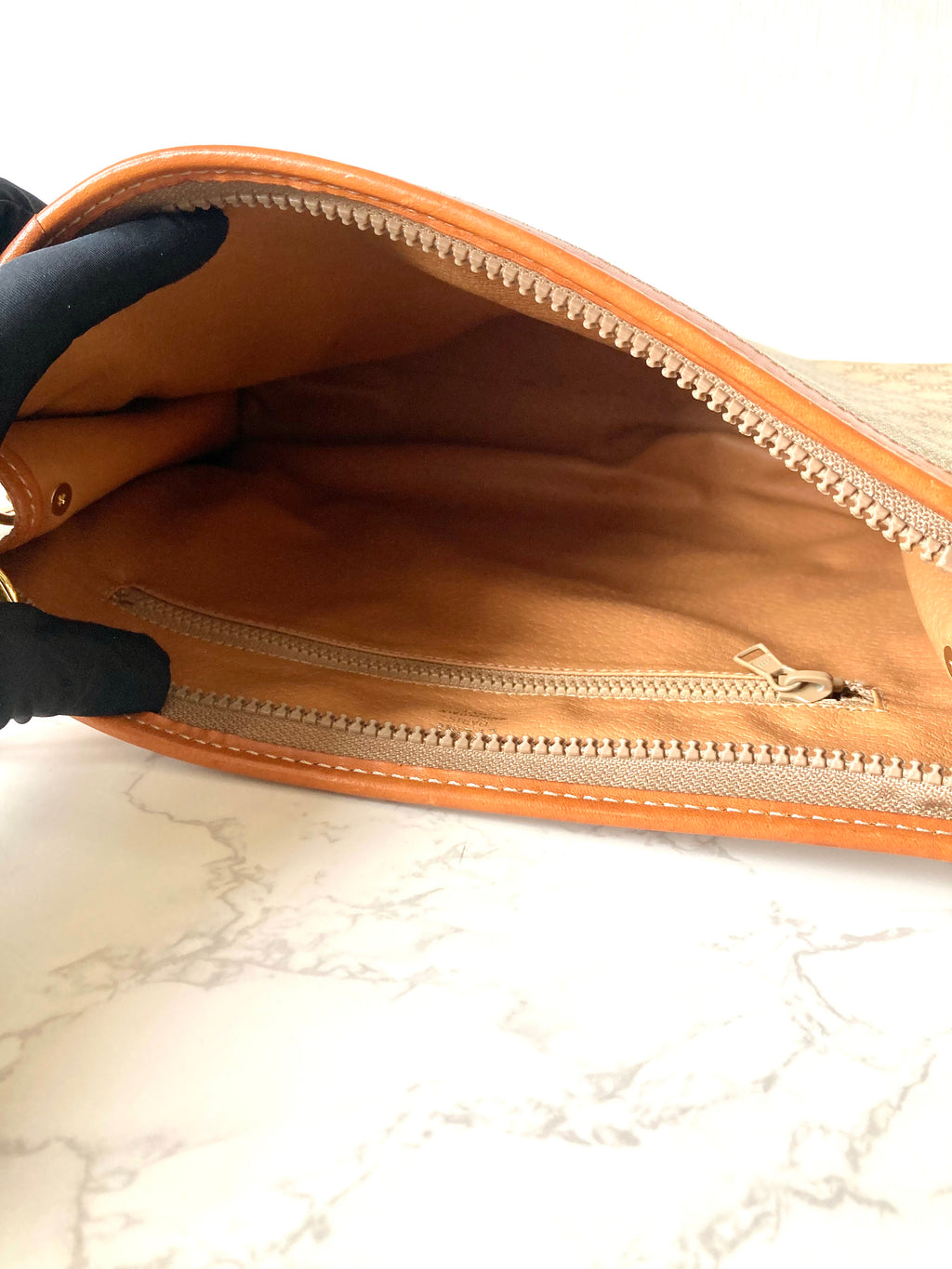 CELINE Beige Macadam Monogram Two-way Shoulder Bag / Clutch