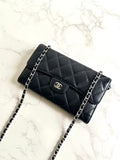 Second-hand Chanel black caviar leather WOC shoulder bag/crossbody bag/long wallet/shoulder bag