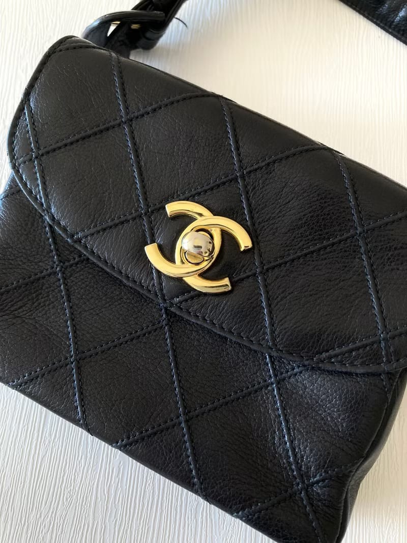 Chanel黑金色腰帶包/單肩包/側背包