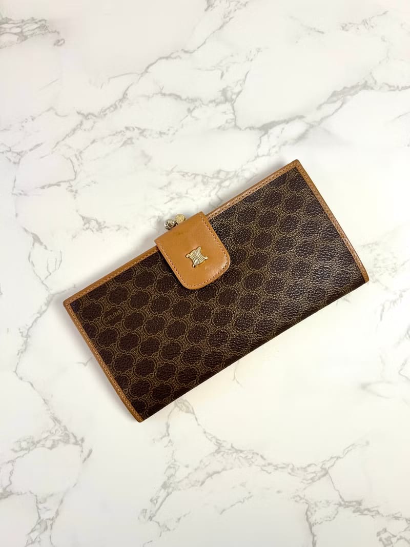 Celine Brown Monogram Leather Long Wallet / Long Wallet