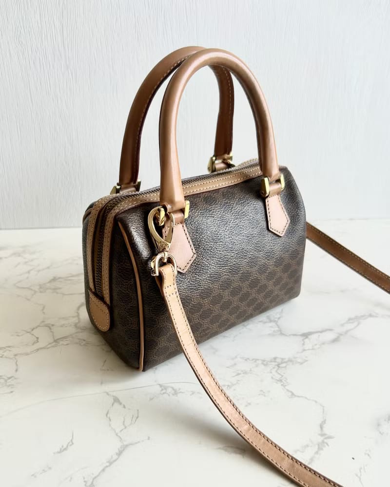 Celine迷你老花波士頓小包/斜背包/側背包/單肩包