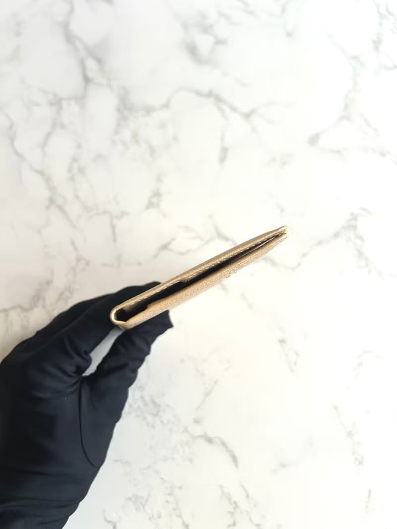 Chanel 米杏色牛皮名片包/卡片包/短夾/錢包/卡包