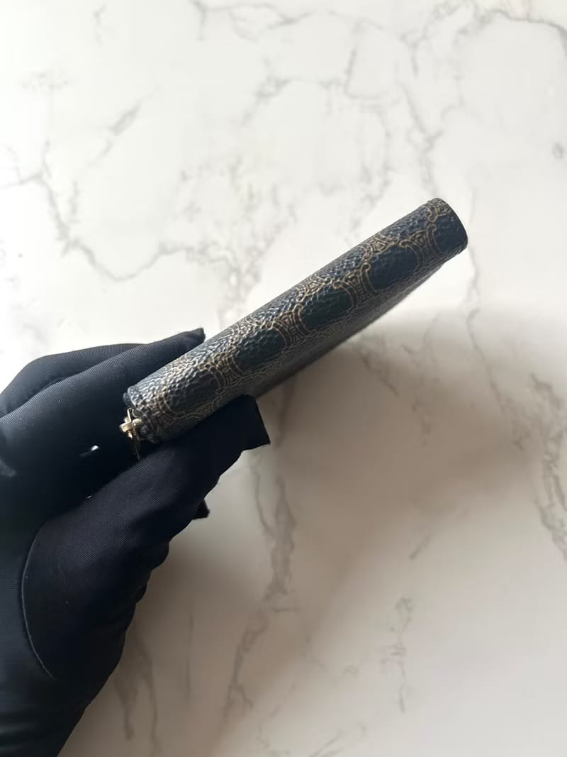 Celine黑色老花半月小錢包/零錢包/收納包