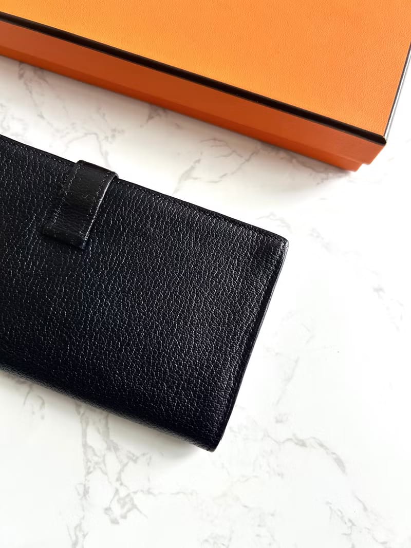 Hermes Black Gold Bearn Long Wallet/Wallet/Purse