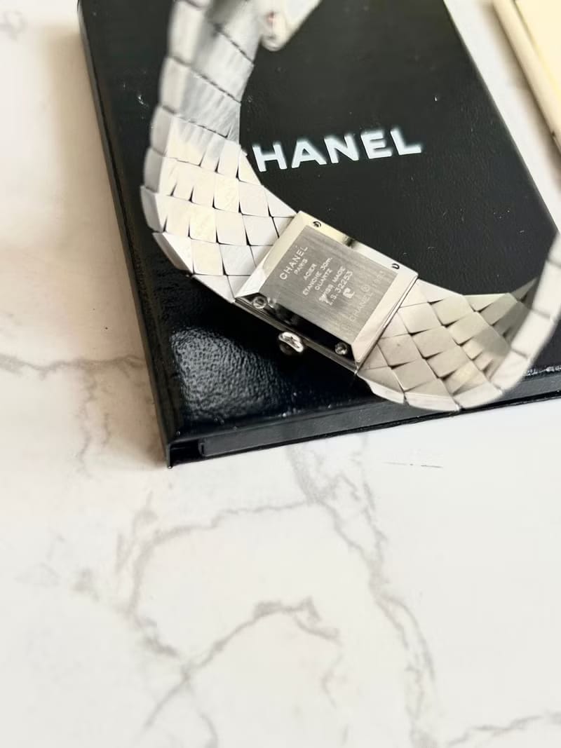 FULL SET✨Chanel Matelassé Black and Silver Vintage Watch/Quartz Watch/Women's Watch
