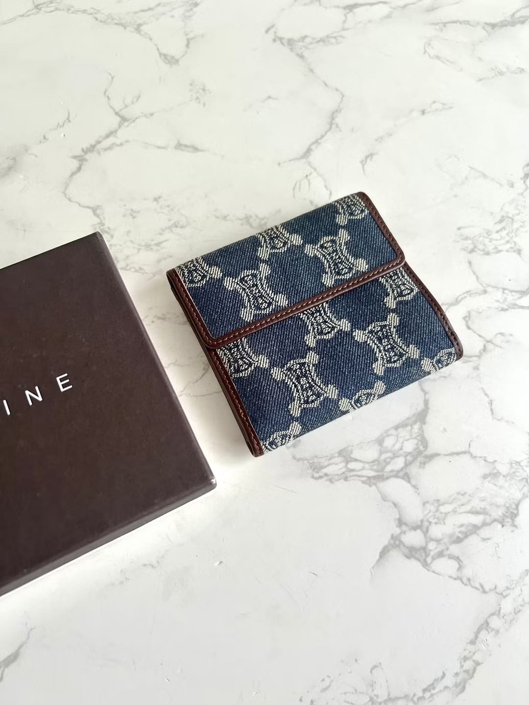 Celine Denim Triomphe Bi-Fold Wallet