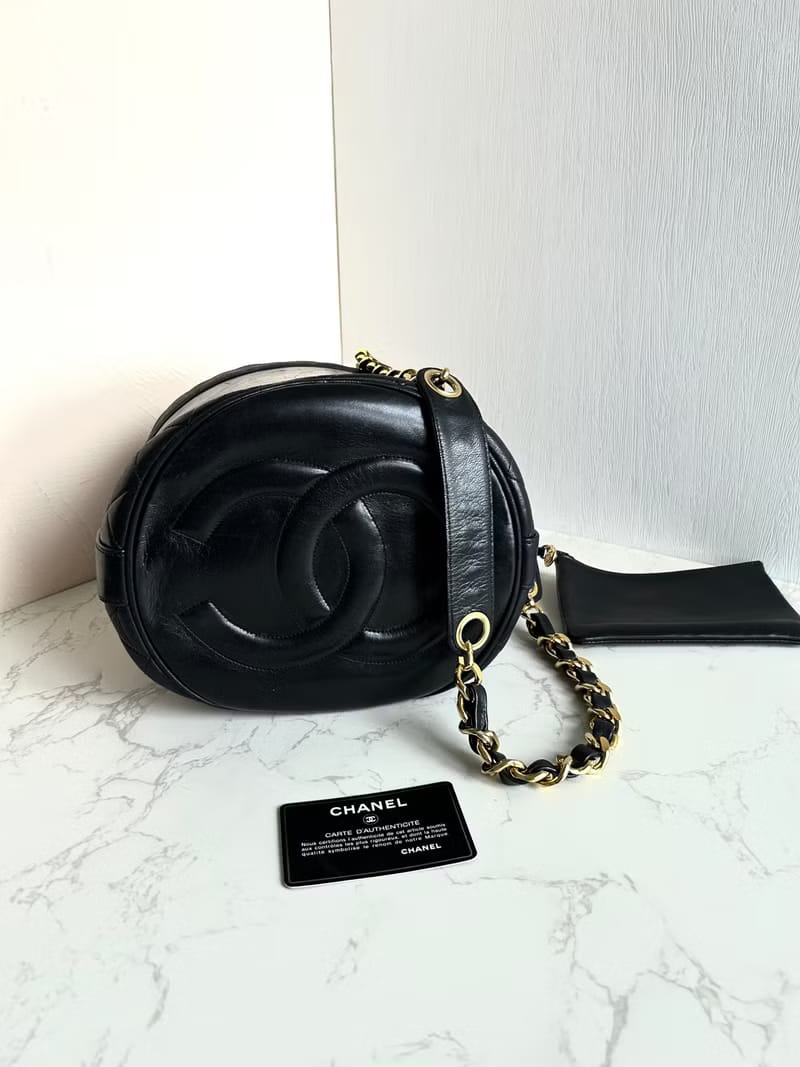 Chanel antique black bucket bag/side bag/oblique bag/shoulder bag
