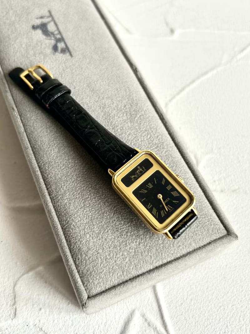Hermes Tank 絕版黑金色女裝古董手錶