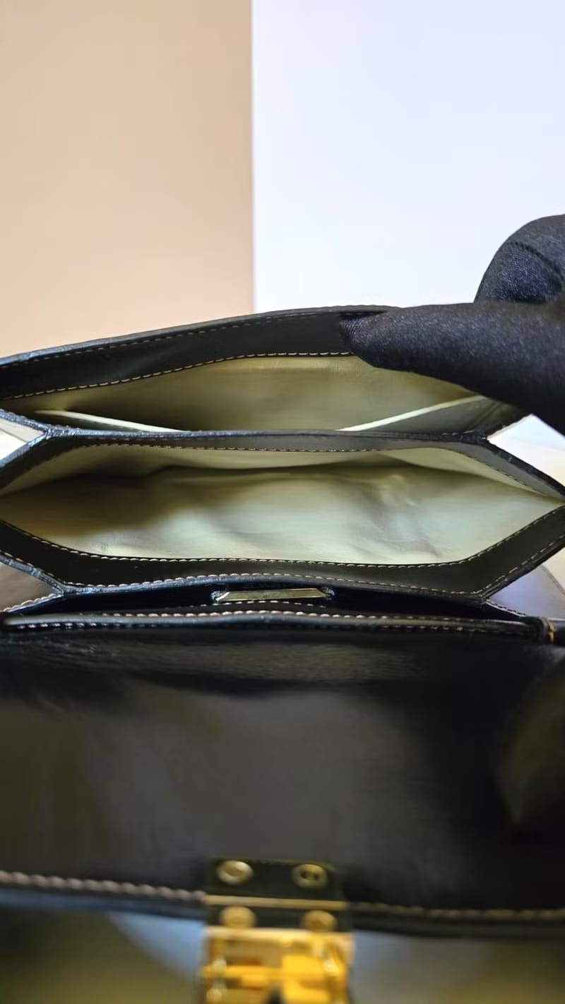 Loewe黑金色馬鞍側背包/斜背包/皮革包/單肩包