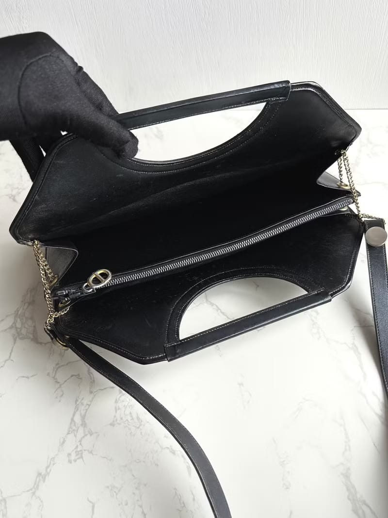 Dior dark blue monogram dual-use crossbody bag/handbag tote bag