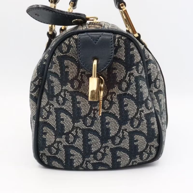 Rare Dior Gray-Blue Trotter 20cm Mini Boston Bag