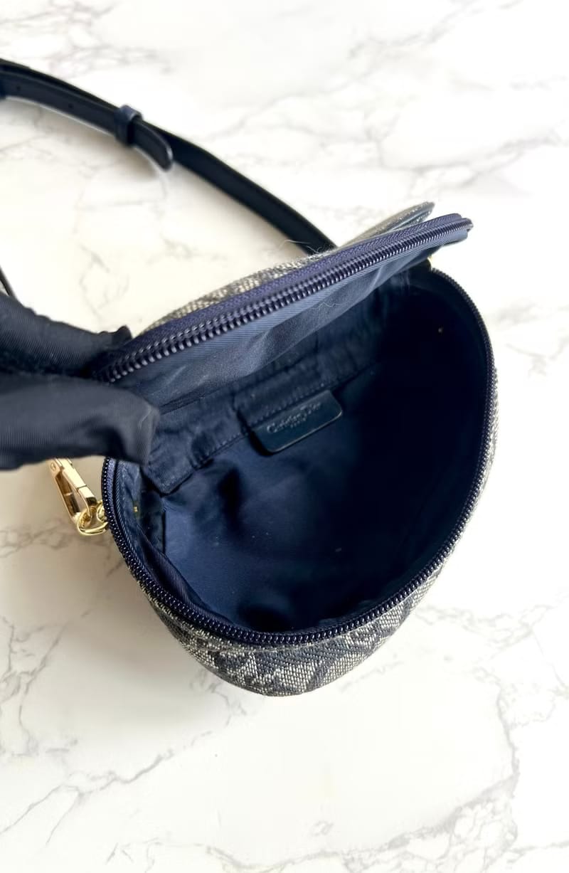 Dior深藍老花馬鞍包/單肩包/側背包/斜背包