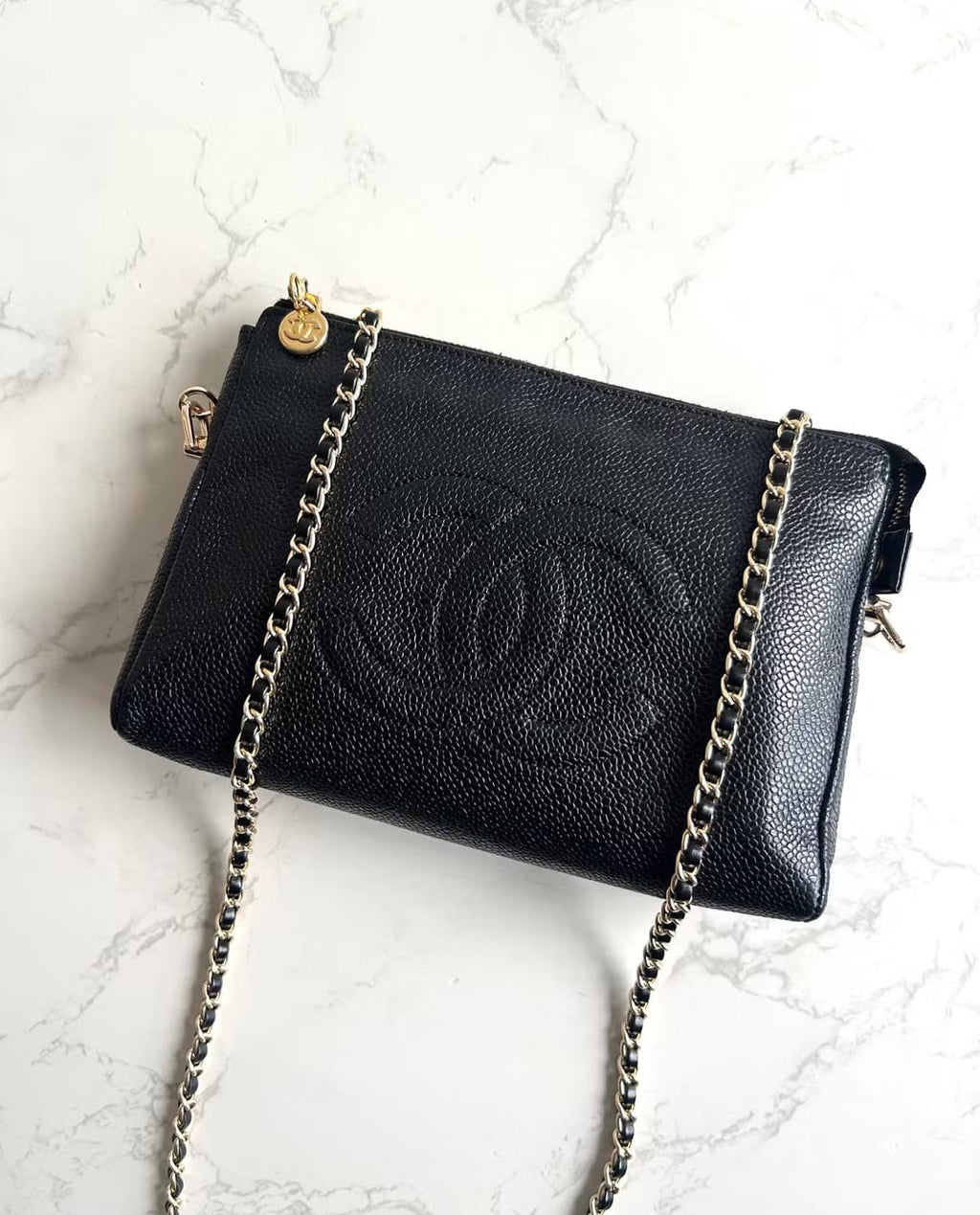 Chanel Black Caviar Leather Crossbody/Shoulder Bag