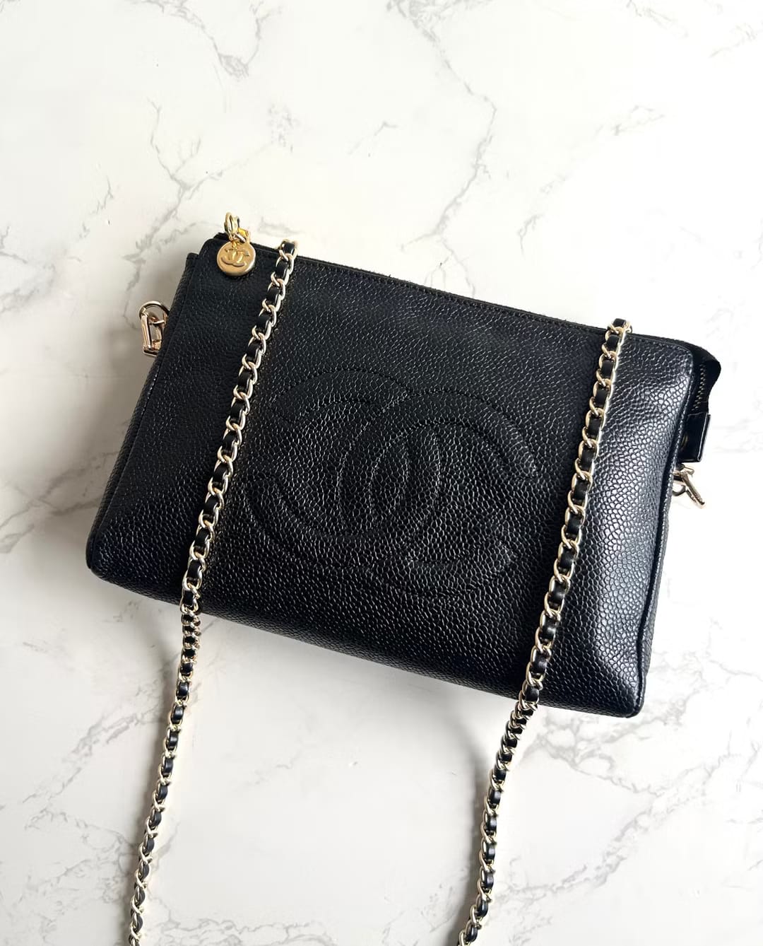 Chanel Black Caviar Leather Crossbody/Shoulder Bag