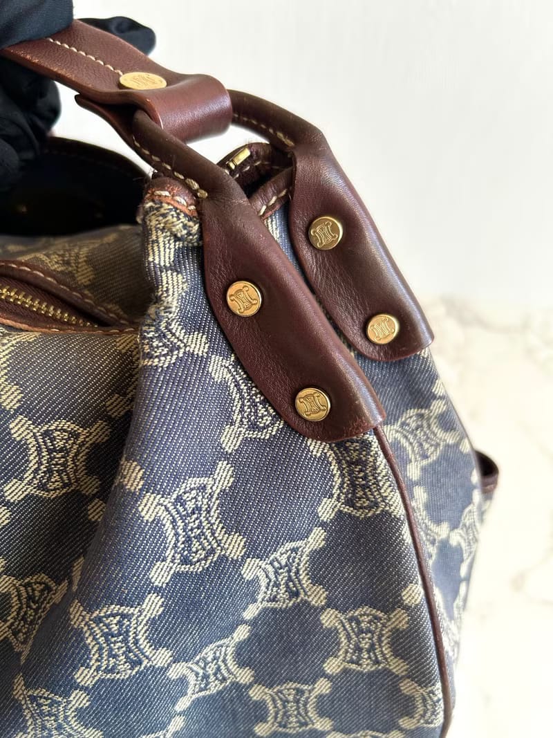 Celine牛仔布老花流浪包/側背包/單肩包/斜背包