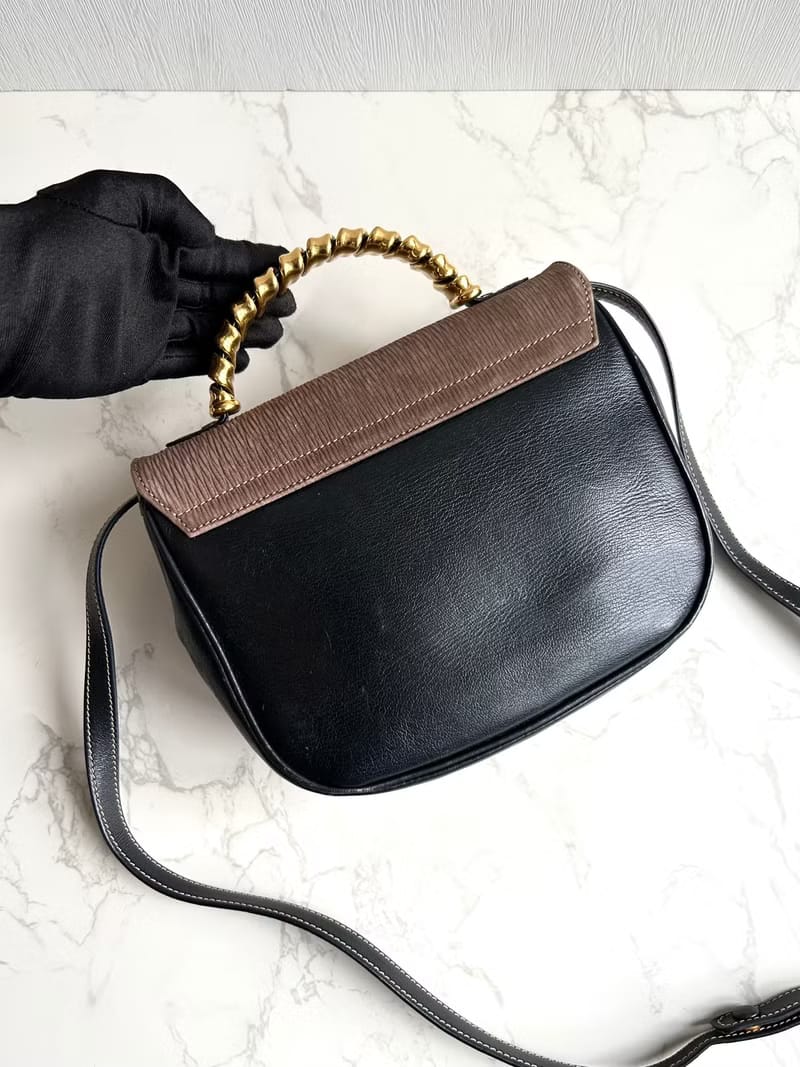 Loewe拼色蛇骨凱莉包/側背包/斜背包/單肩包