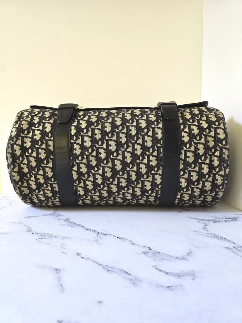 Dior黑色老花波士頓包/斜背包/側背包/單肩包