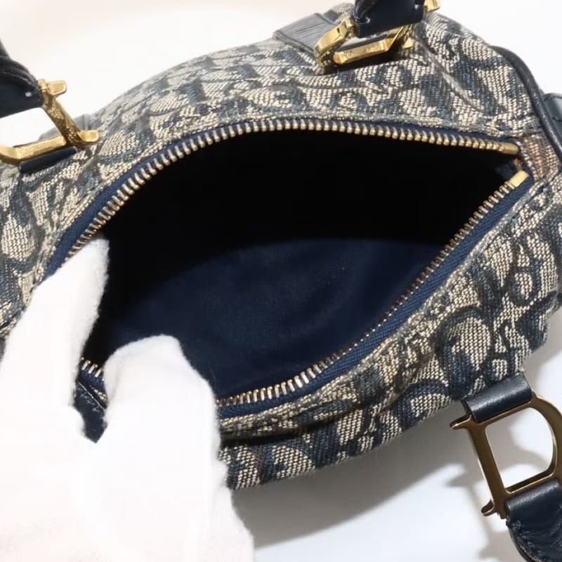 Rare Dior Gray-Blue Trotter 20cm Mini Boston Bag