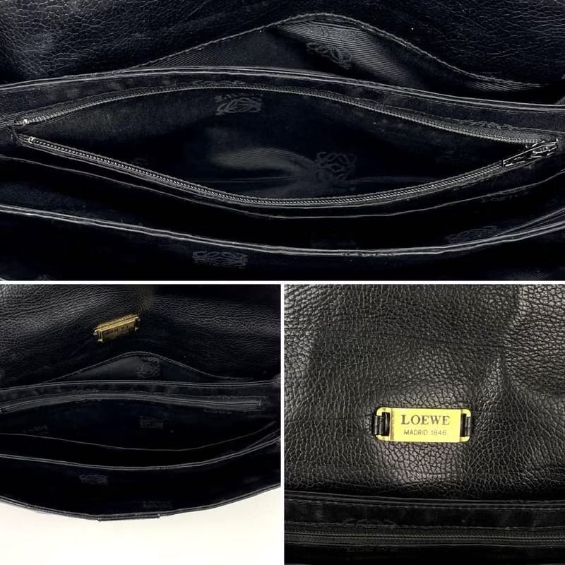 Loewe黑色中古翻蓋包/單肩包/斜背包