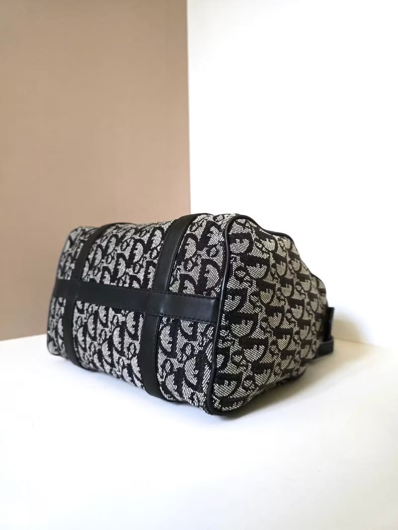 Dior black and blue monogram Boston handbag