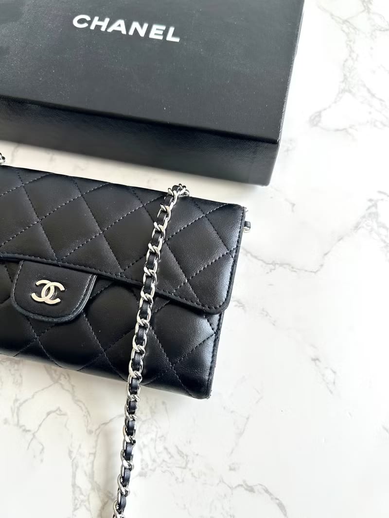 Chanel黑色WOC皮革側背包/斜背包/長夾