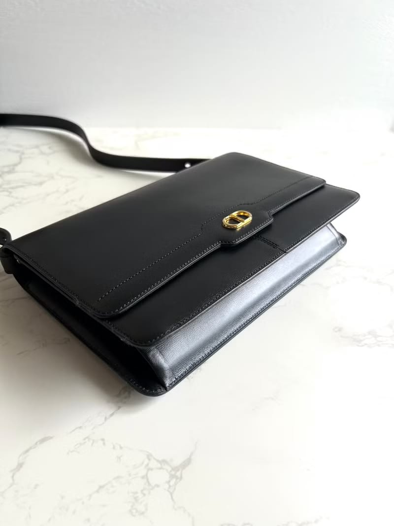 Dior black minimalist flap dual-purpose bag/shoulder bag/side bag/crossbody bag/second-hand bag