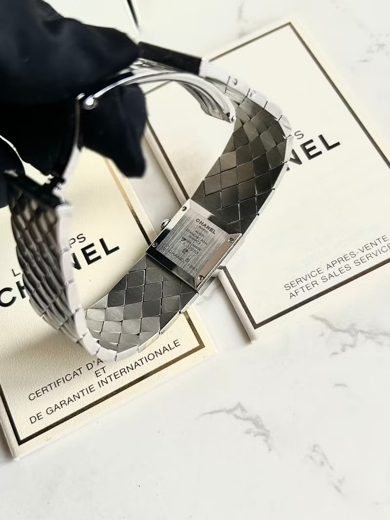 FULL SET✨Chanel Matelassé Black and Silver Vintage Watch/Quartz Watch/Women's Watch