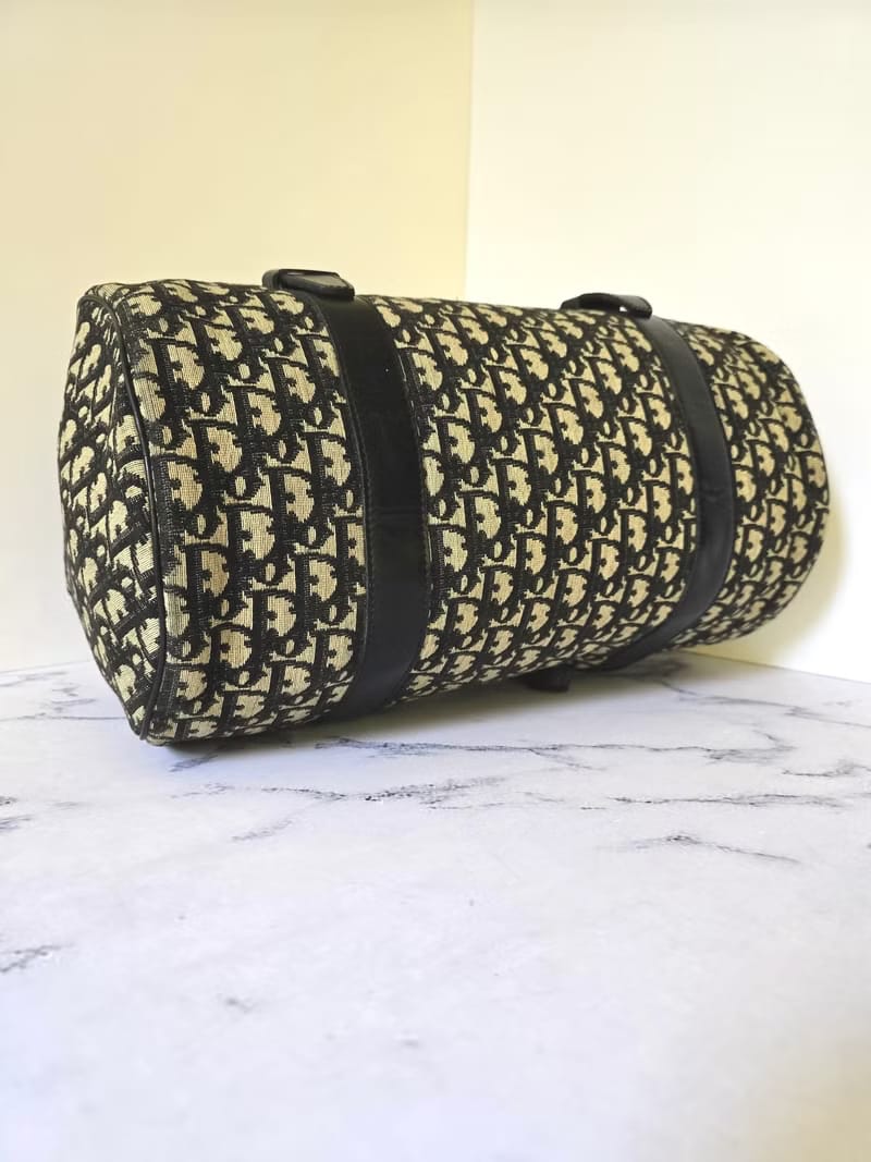 Dior黑色老花波士頓包/斜背包/側背包/單肩包