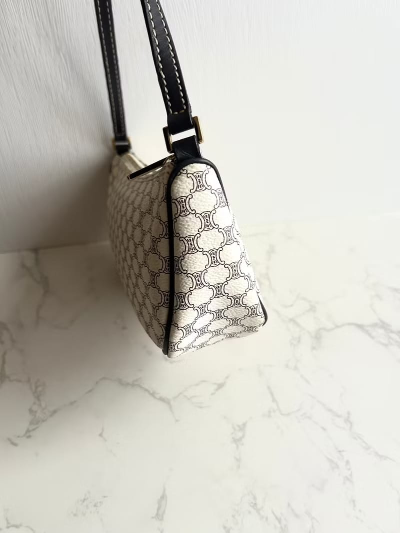 稀有品 Celine黑白色老花Hobo流浪包/腋下包/側背包