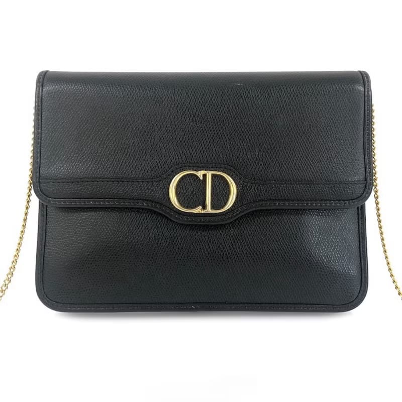 Dior黑色極簡翻蓋小包/單肩包/側背包/斜背包