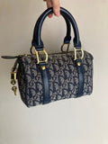 Rare Dior Gray-Blue Trotter 20cm Mini Boston Bag