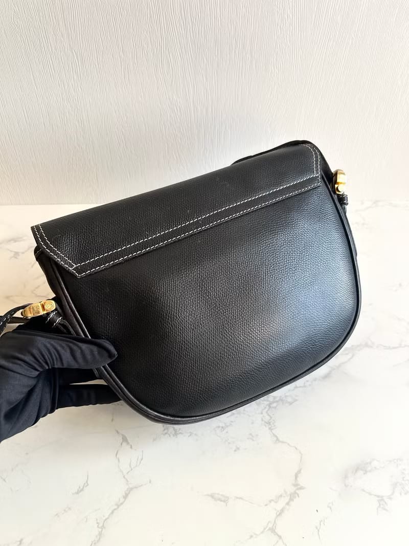 Loewe黑金色Anagram半月馬鞍包/側背包/斜背包/單肩包