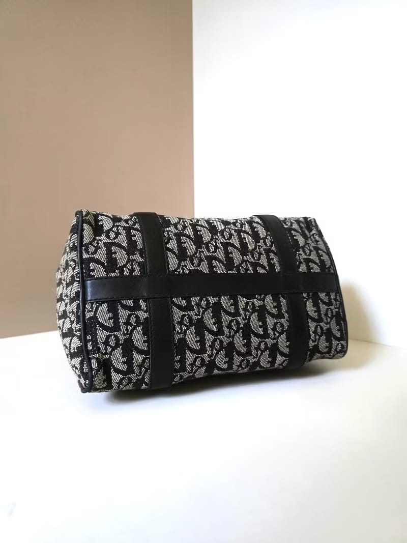 Dior black and blue monogram Boston handbag