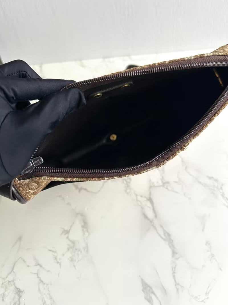 Dior 酒紅老花半月包/斜背包/單肩包/側背包