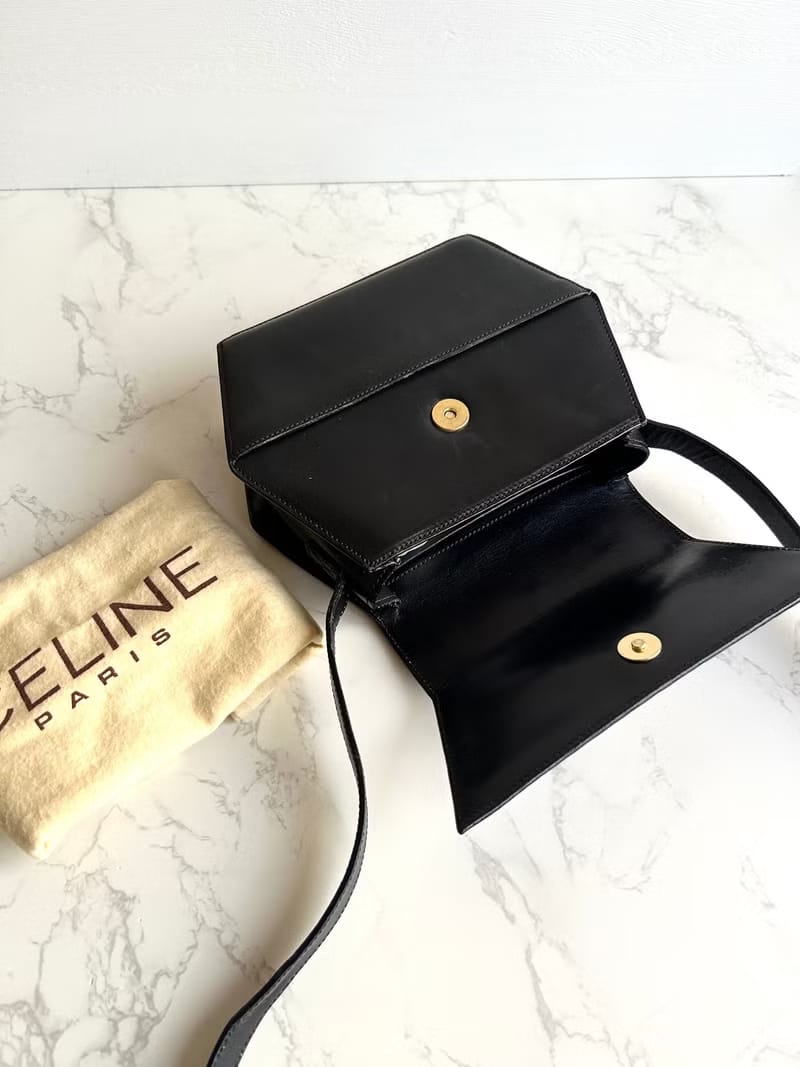 Celine Black Gold Planet Geometric Box Bag/Crossbody Bag/Shoulder Bag/Side Bag