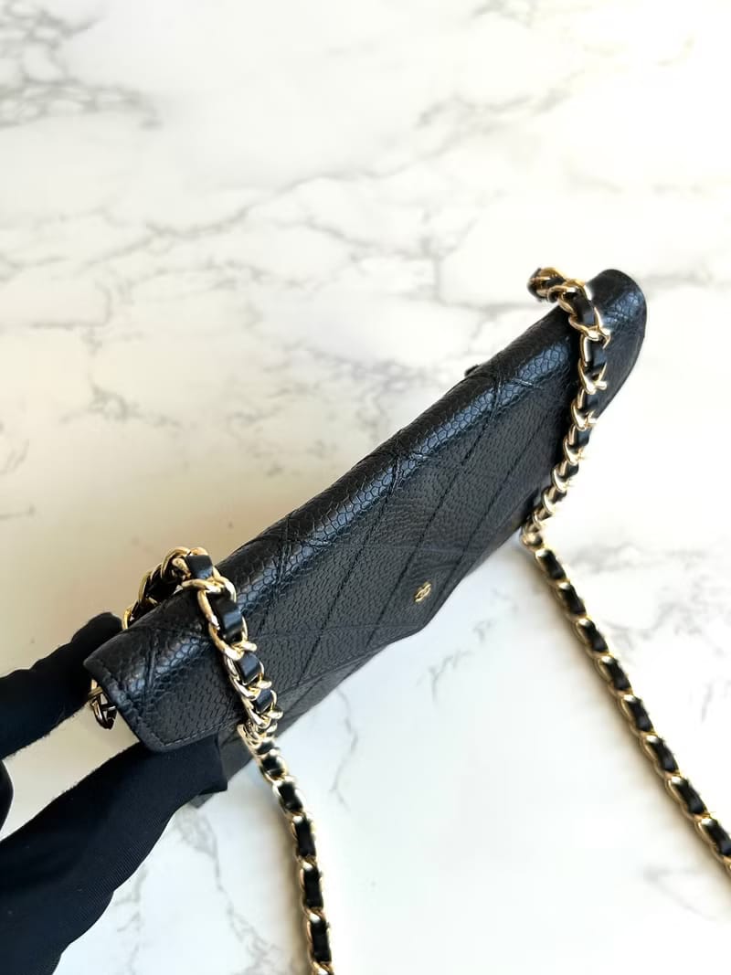 Chanel黑色魚子醬信封包/斜背包/單肩包/側背包