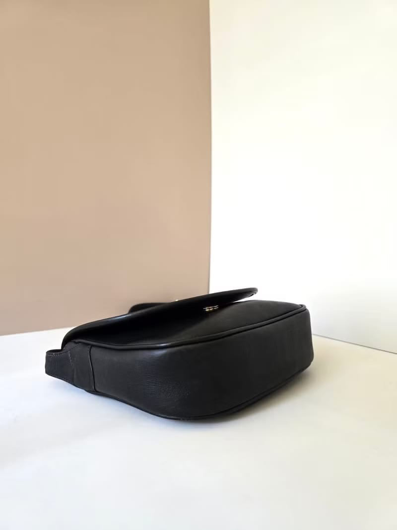 Celine black Arc de Triomphe saddle bag leather shoulder bag / side bag / oblique bag