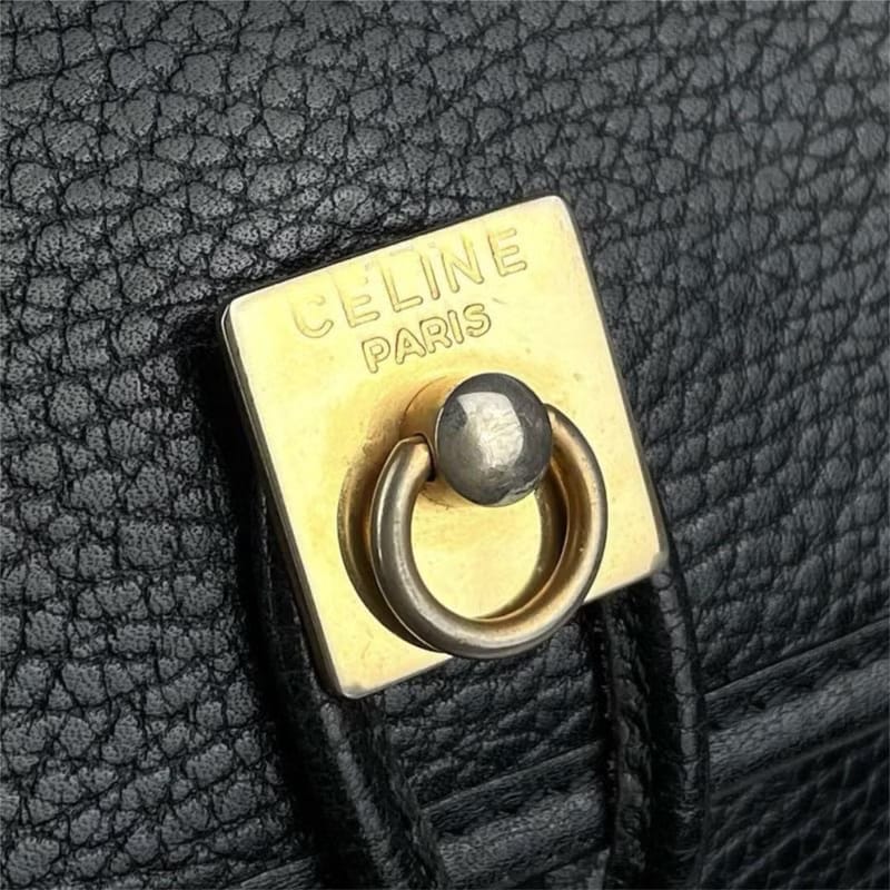 Celine黑色金扣流蘇薯條包/側背包/斜背包/單肩包