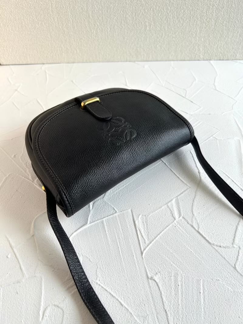 Loewe black and gold saddle side backpack/oblique backpack/shoulder bag