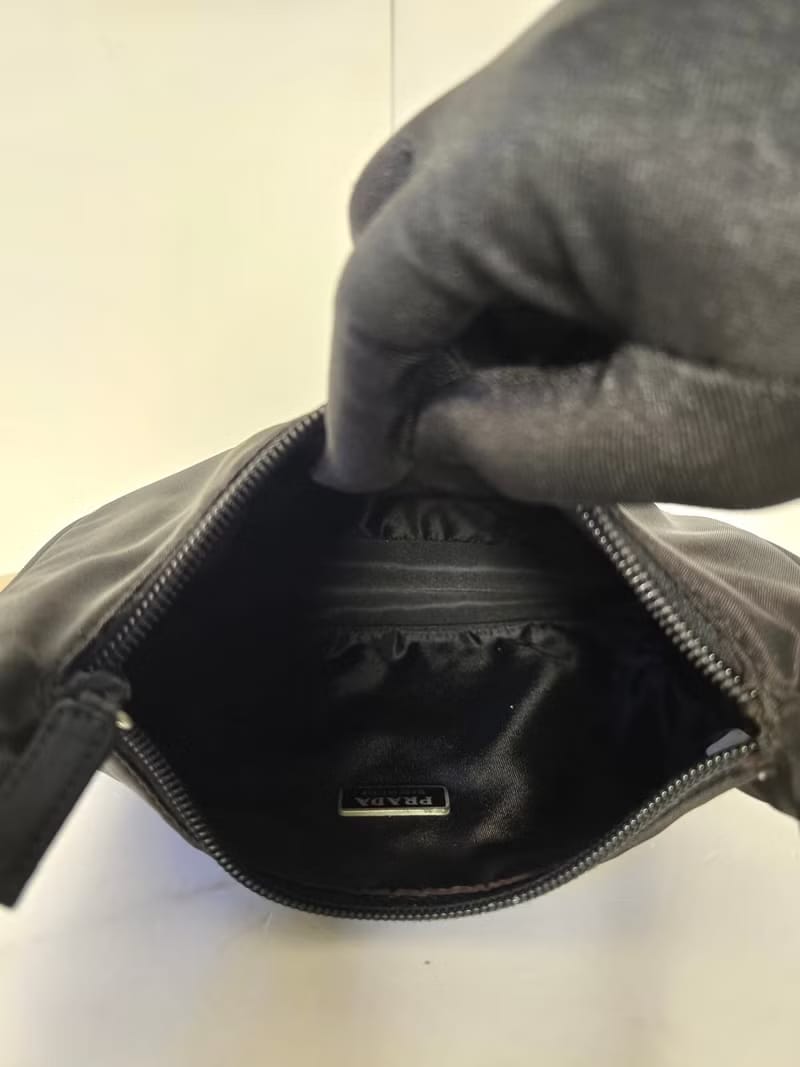 Prada Classic Black and Silver Hobo Shoulder Bag