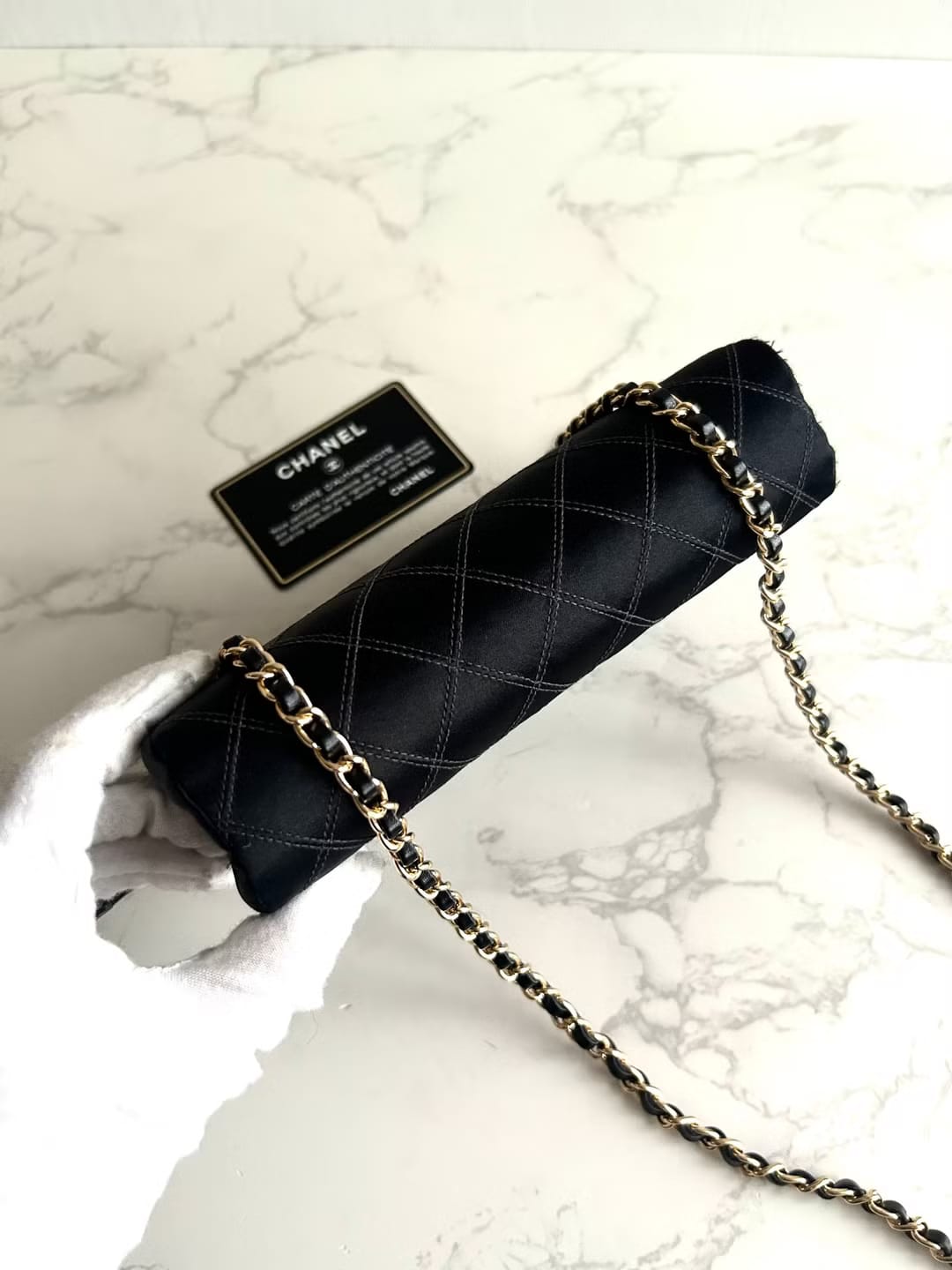 Chanel Black Silk Rhinestone Crossbody/Shoulder Bag