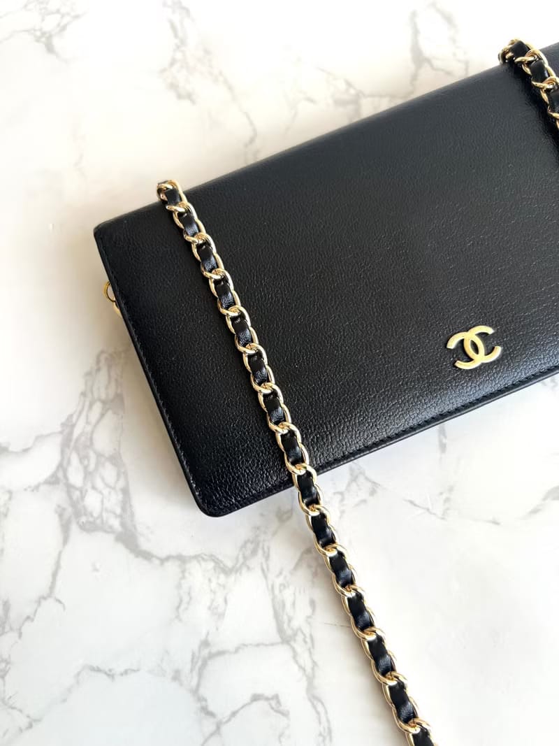 Chanel黑金色WOC長夾/側背包/斜背包/單肩包