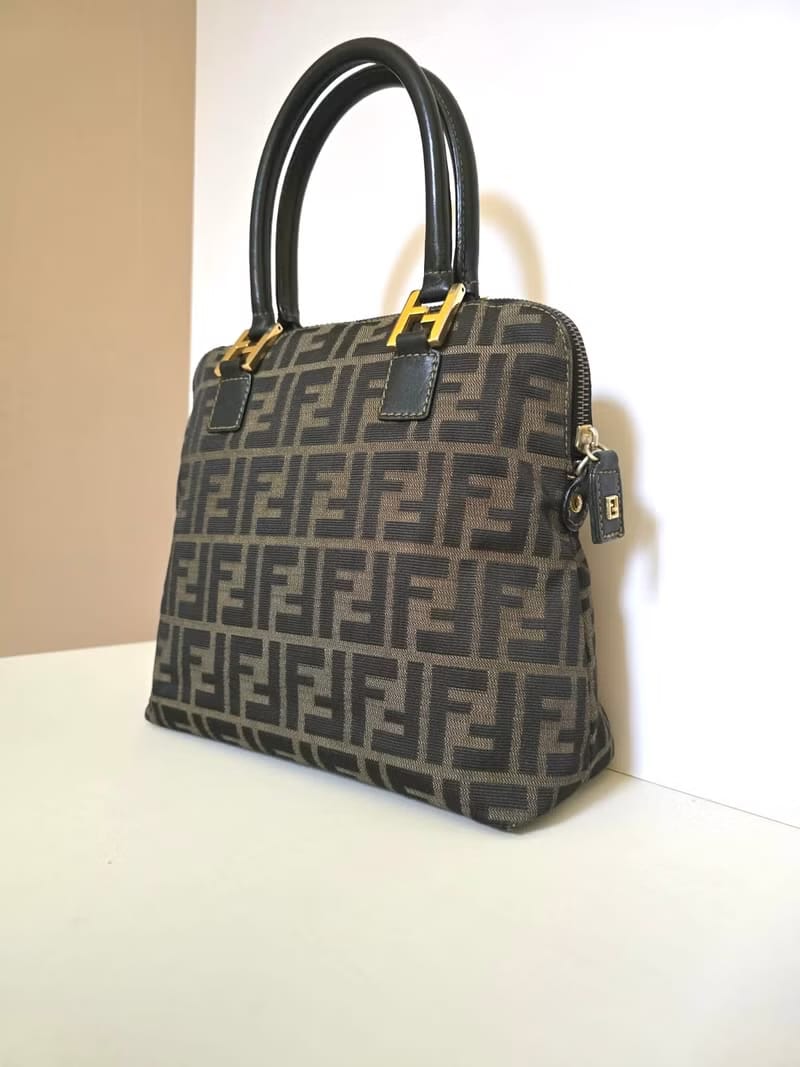 Fendi Small Shell Alma Black Coffee Monogram Bag/Shoulder Bag/Crossbody Bag