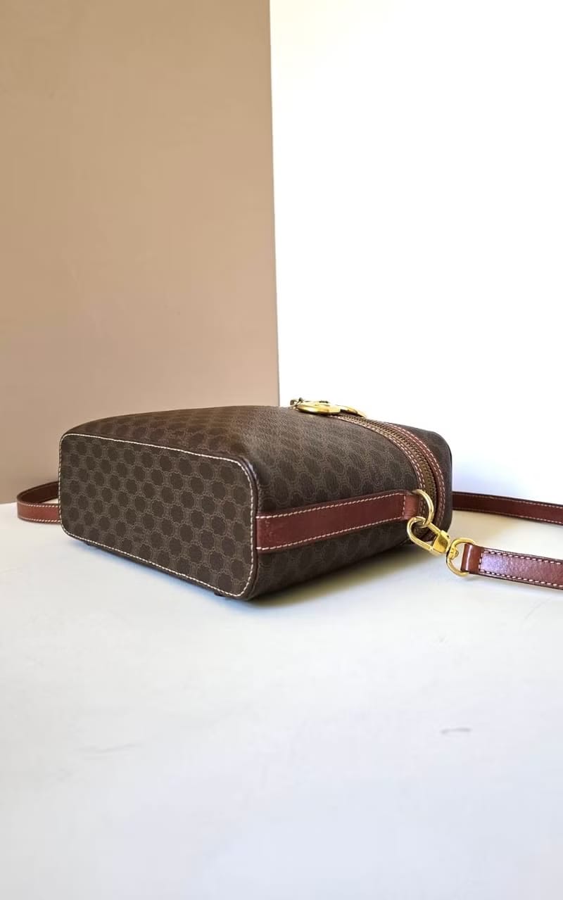 Celine brown Macadam Donut Vanity Box Bag/Crossbody Bag/Shoulder Bag