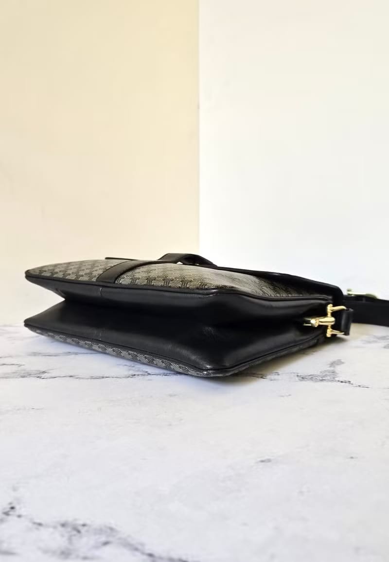 Celine黑灰色凱旋門豆腐包/單肩包/側背包/斜背包