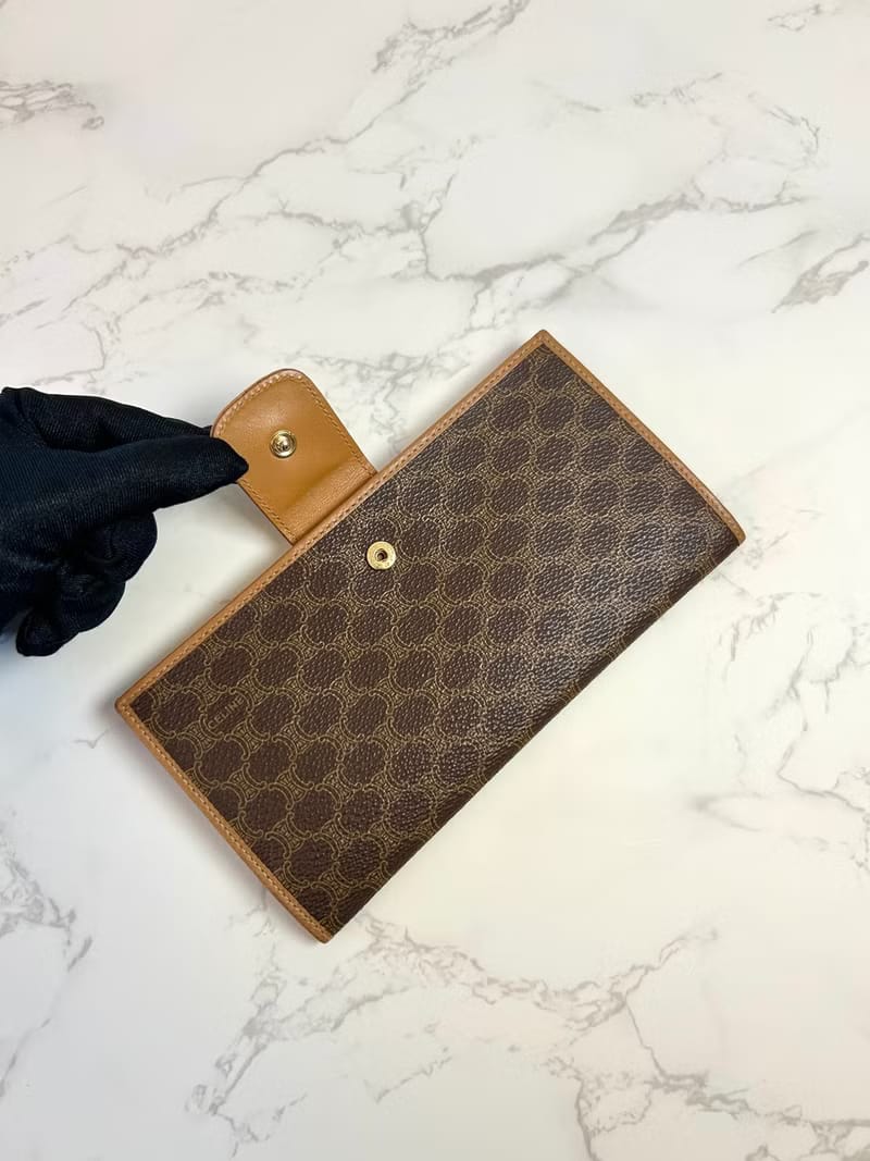 Celine Brown Monogram Leather Long Wallet / Long Wallet