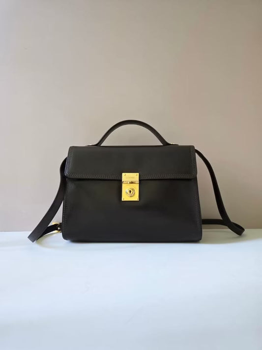 Loewe咖啡色凱莉包復古包皮革側背包/斜背包/單肩包