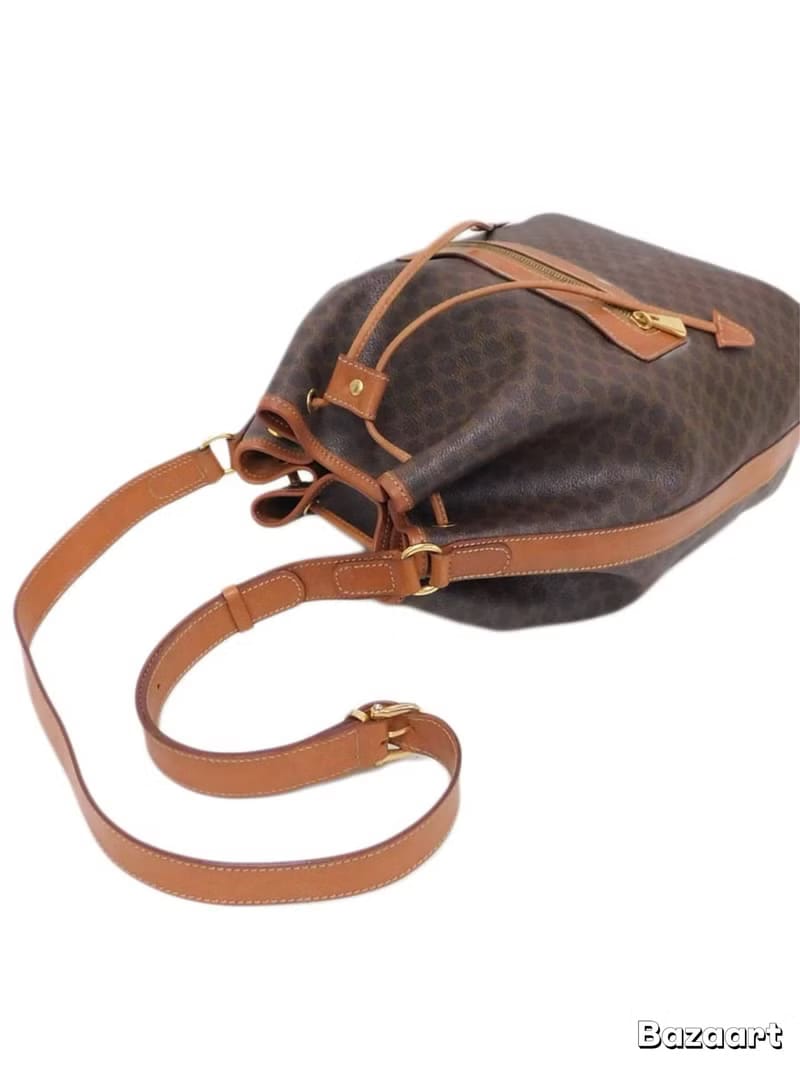 Celine Rare Patchwork Triomphe Canvas Vintage Bucket Bag/Shoulder Bag/Crossbody Bag